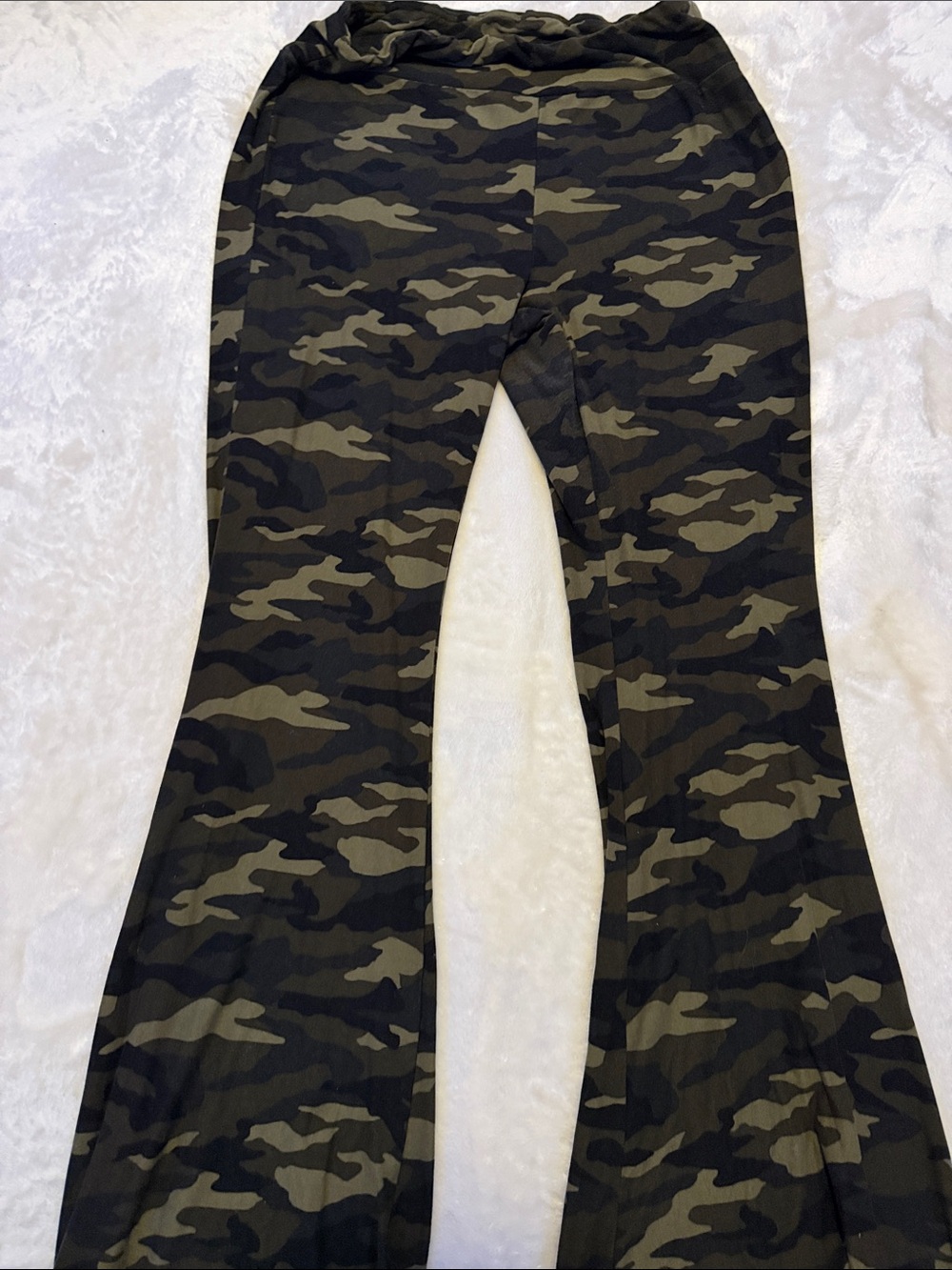 NOBO Black and Olive Camo Flared Leggings